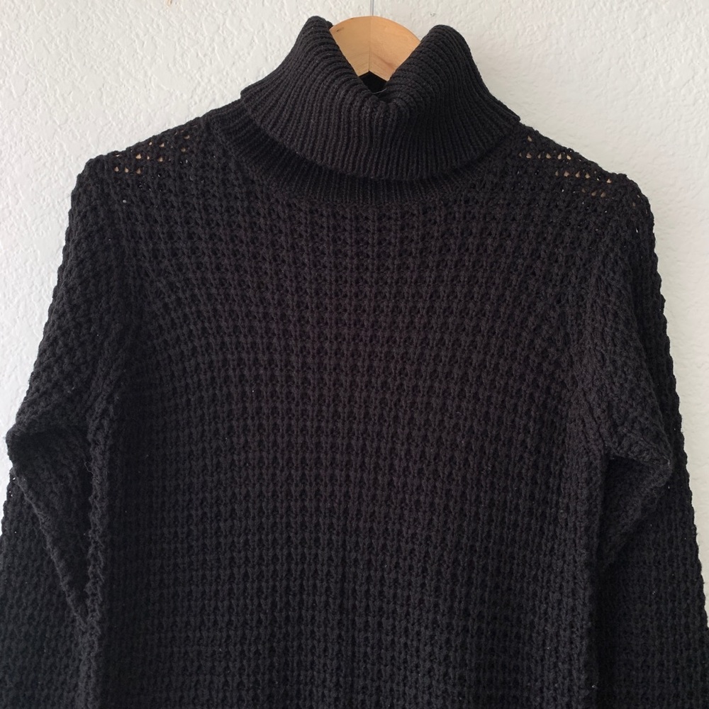 Stradivarius Black Open Knit Turtleneck Sweater S - Picture 3 of 12